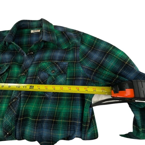 Route66 Mens Green & Blue Plaid Long Sleeve Cabin CoreButton-Up Shirt Casual Wes - Picture 4 of 11